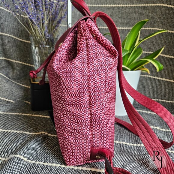 #21 Longchamp Le Pliage Dandy Backpack Geometric Print – Red/Fig - Picture 4 of 15